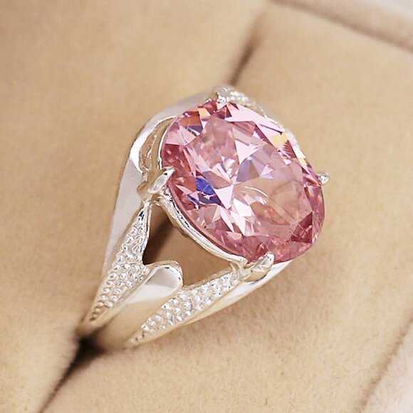 🔥 Oval Light Pink Lovely 925 Silver Ring for Women, VIP104 - Picture 5 of 5